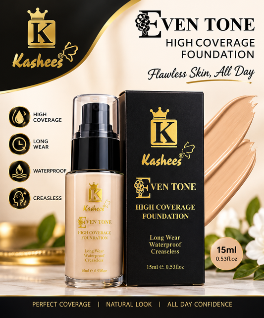 Kashees Even Tone Foundation – Full Coverage, Long Lasting & Smooth Finish