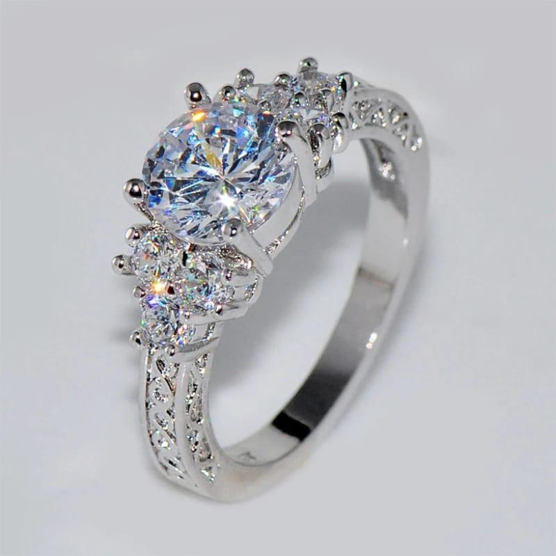 Silver-finish Crystal Ring For Women