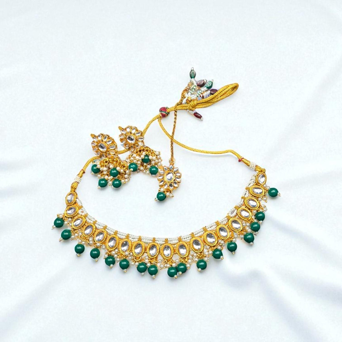 Zayna Kundan Green Bead Choker