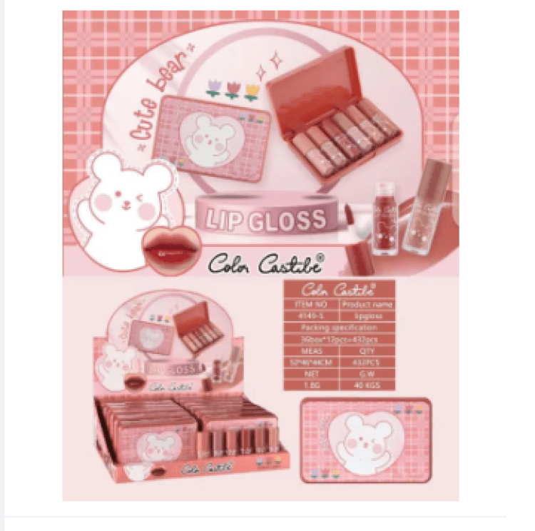 Color Castle Cute Bear Mini Lip Gloss Pack Of 6