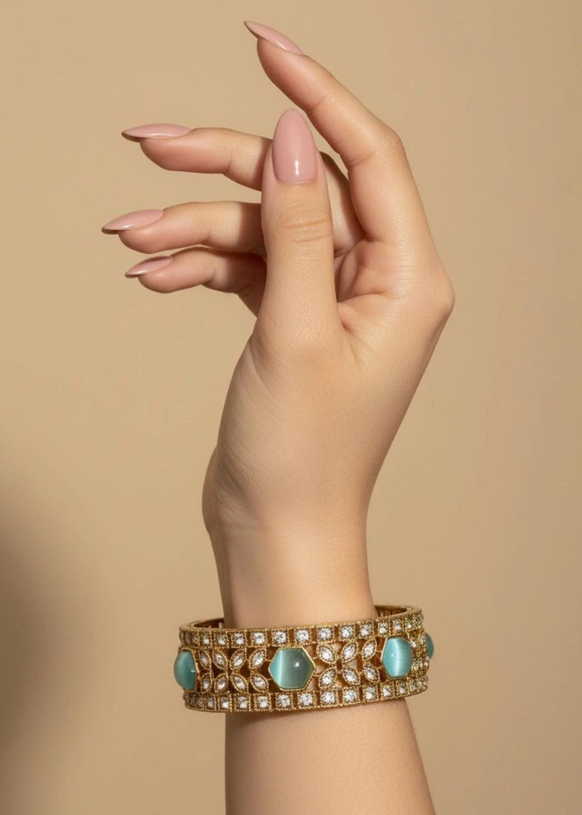 Teal Kundan Cuff