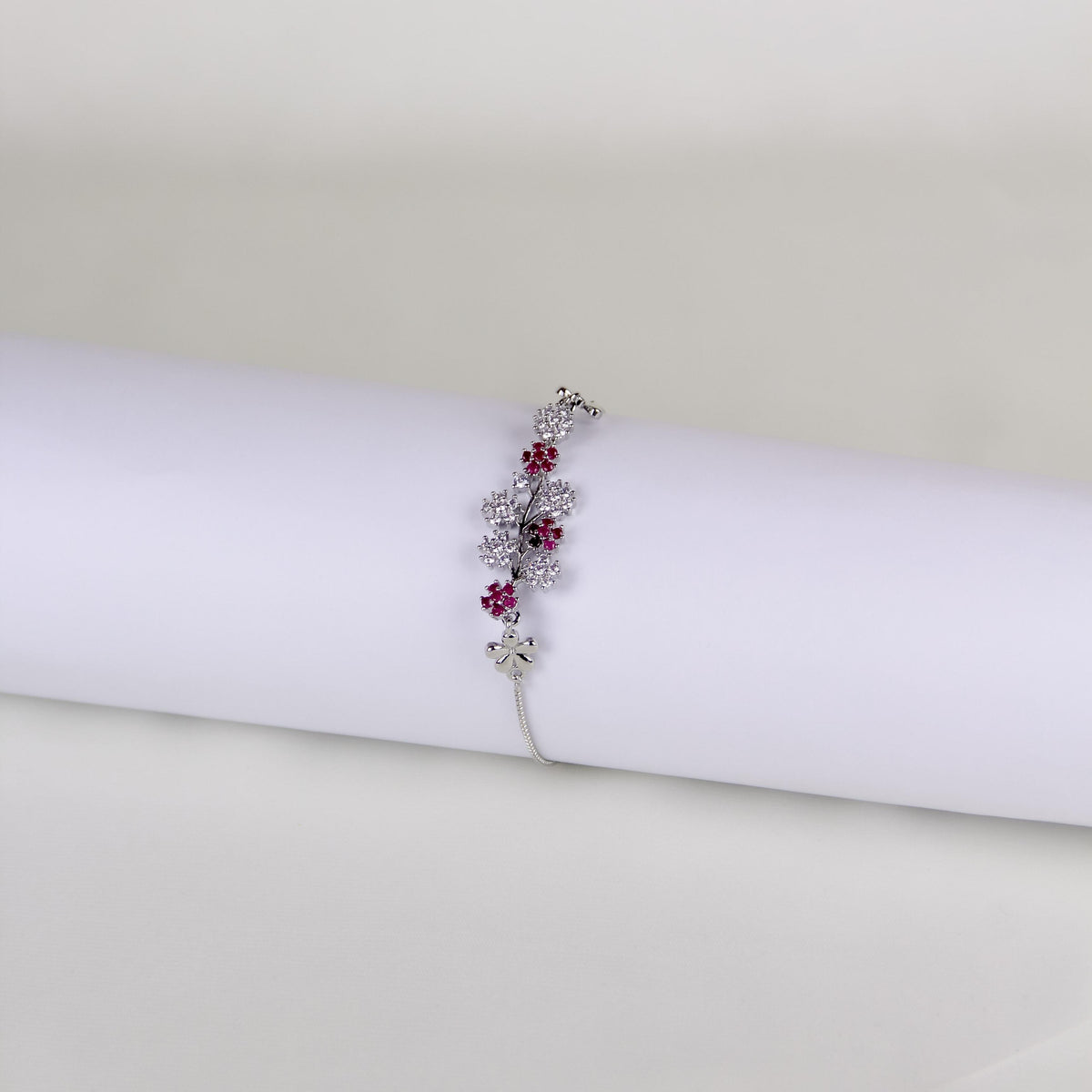 Silver-tone Floral Branch Bracelet