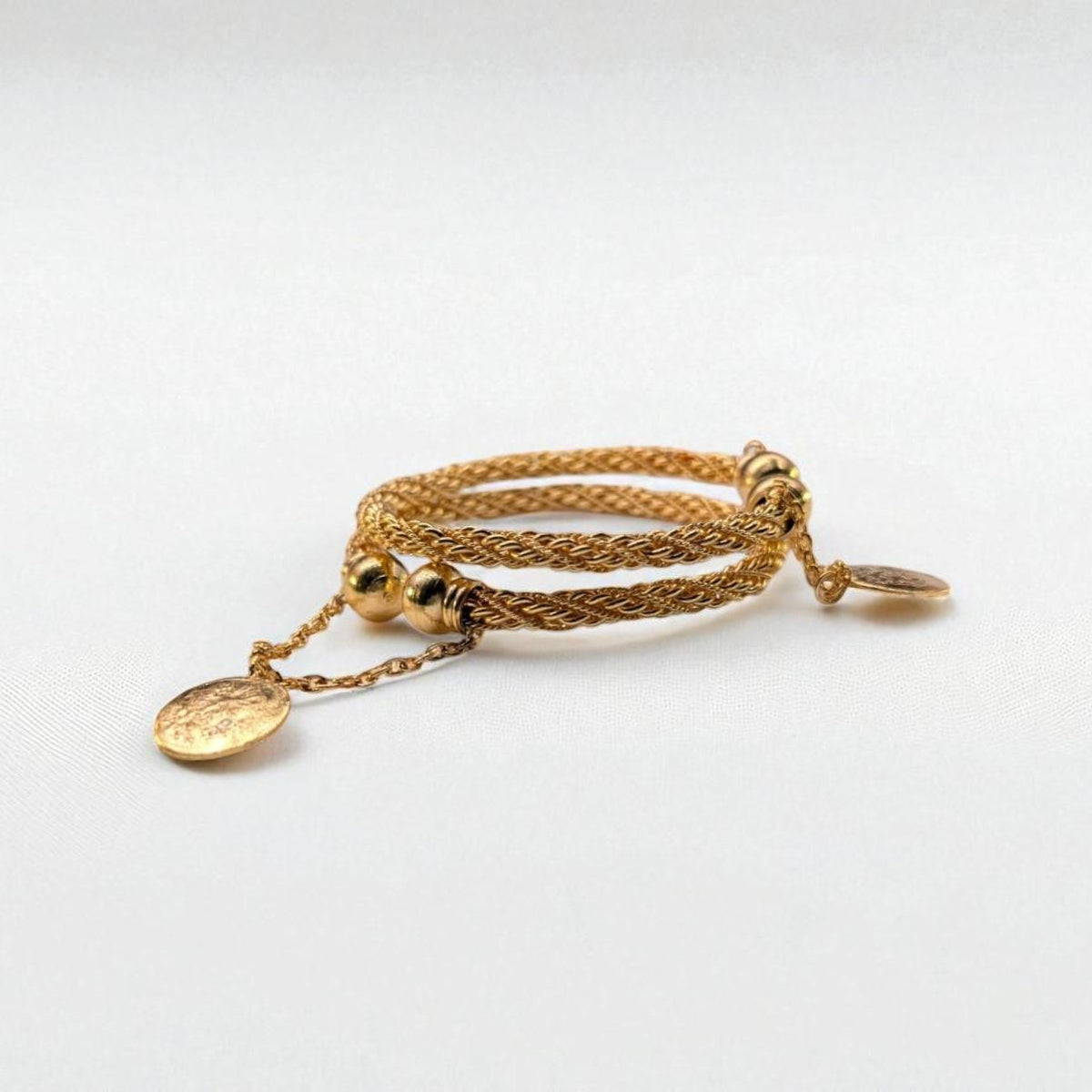 Braided Gold Coin Bracelet