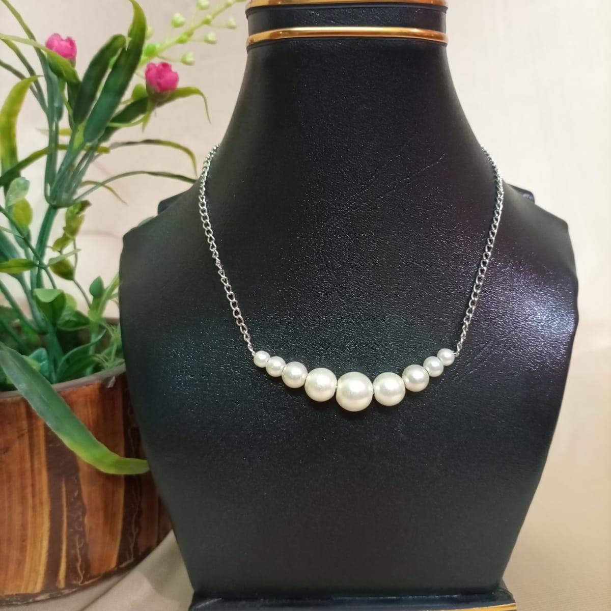 Off White Pearl on Silver Chain