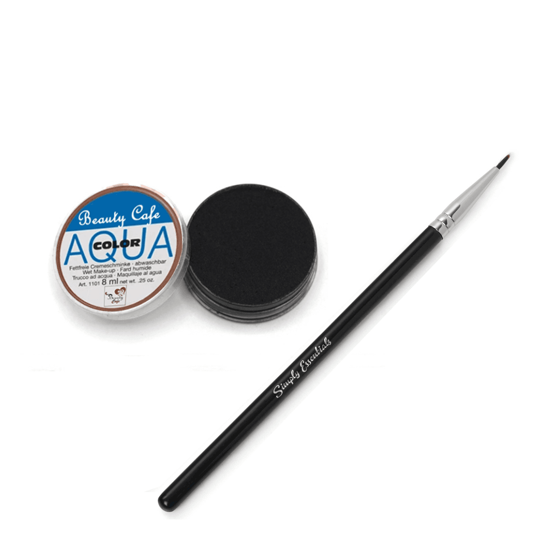 Black Color Mate Beauty Cafe Aqua Cake Eyeliner With Free Brush
