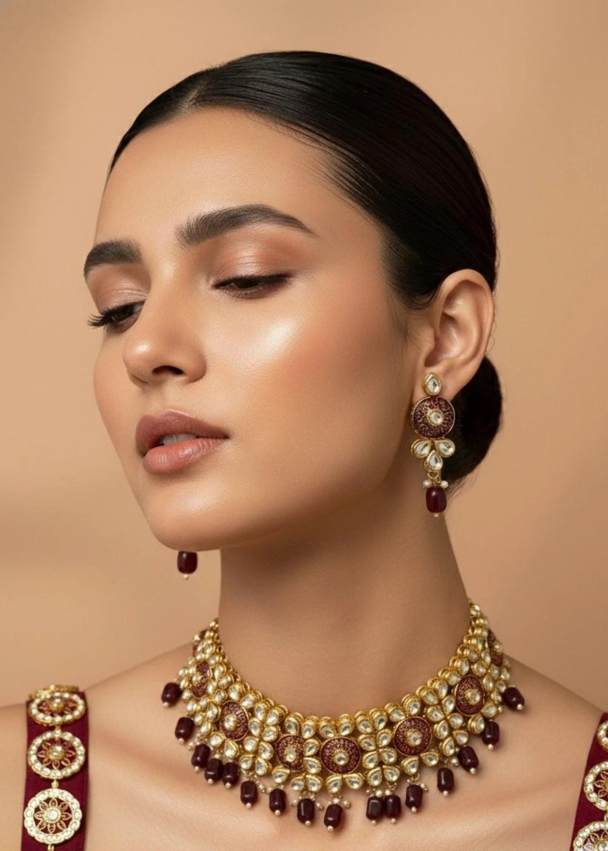 Bordeaux Kundan Choker Set