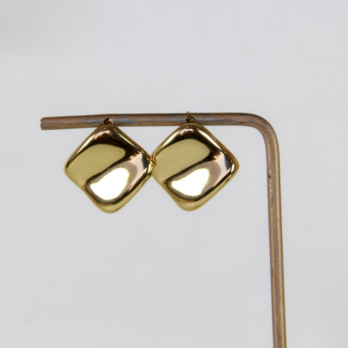 Sleek Gold Cushion Drop Earrings