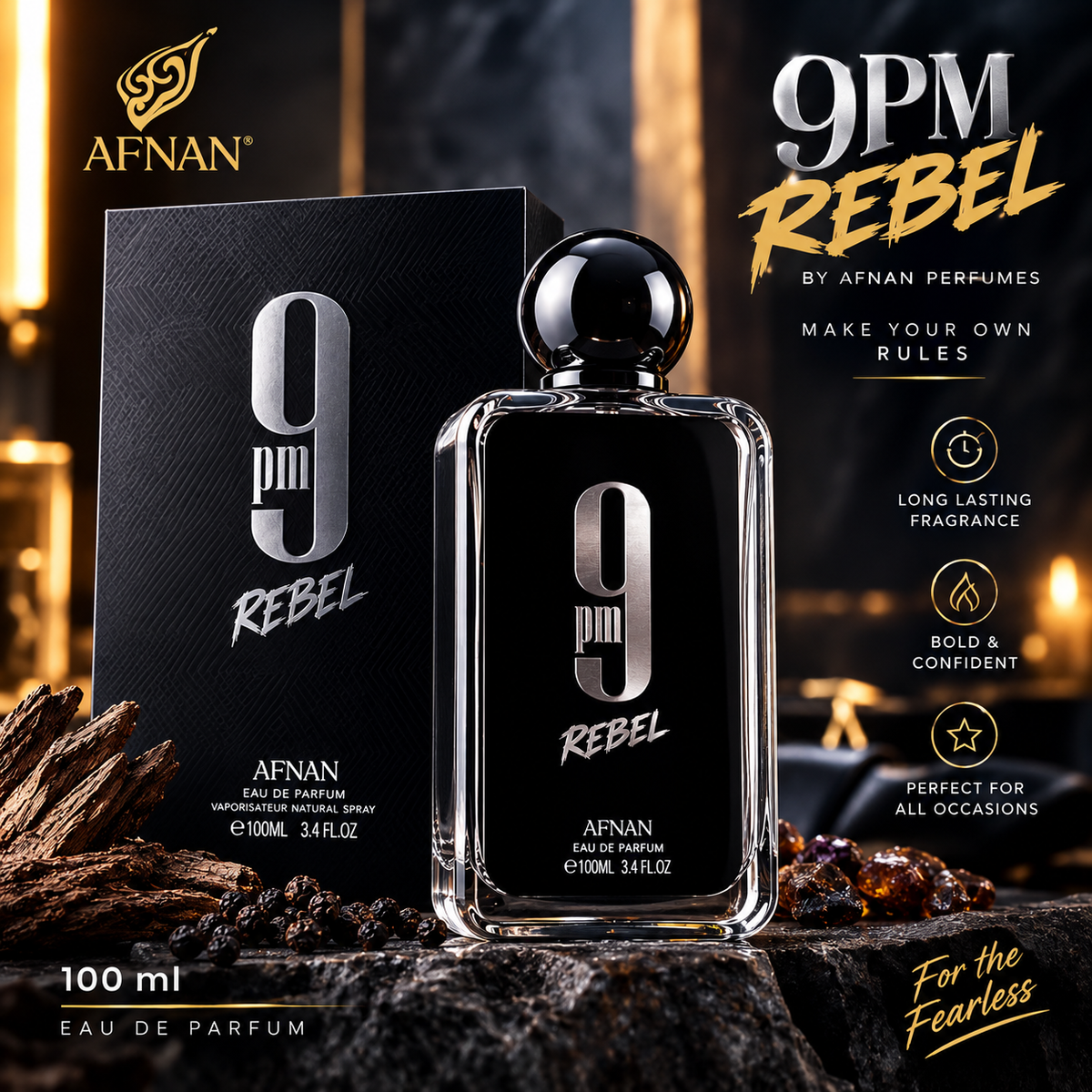 Afnan 9PM Rebel Eau De Parfum 100ml – Unisex Perfume in Pakistan
