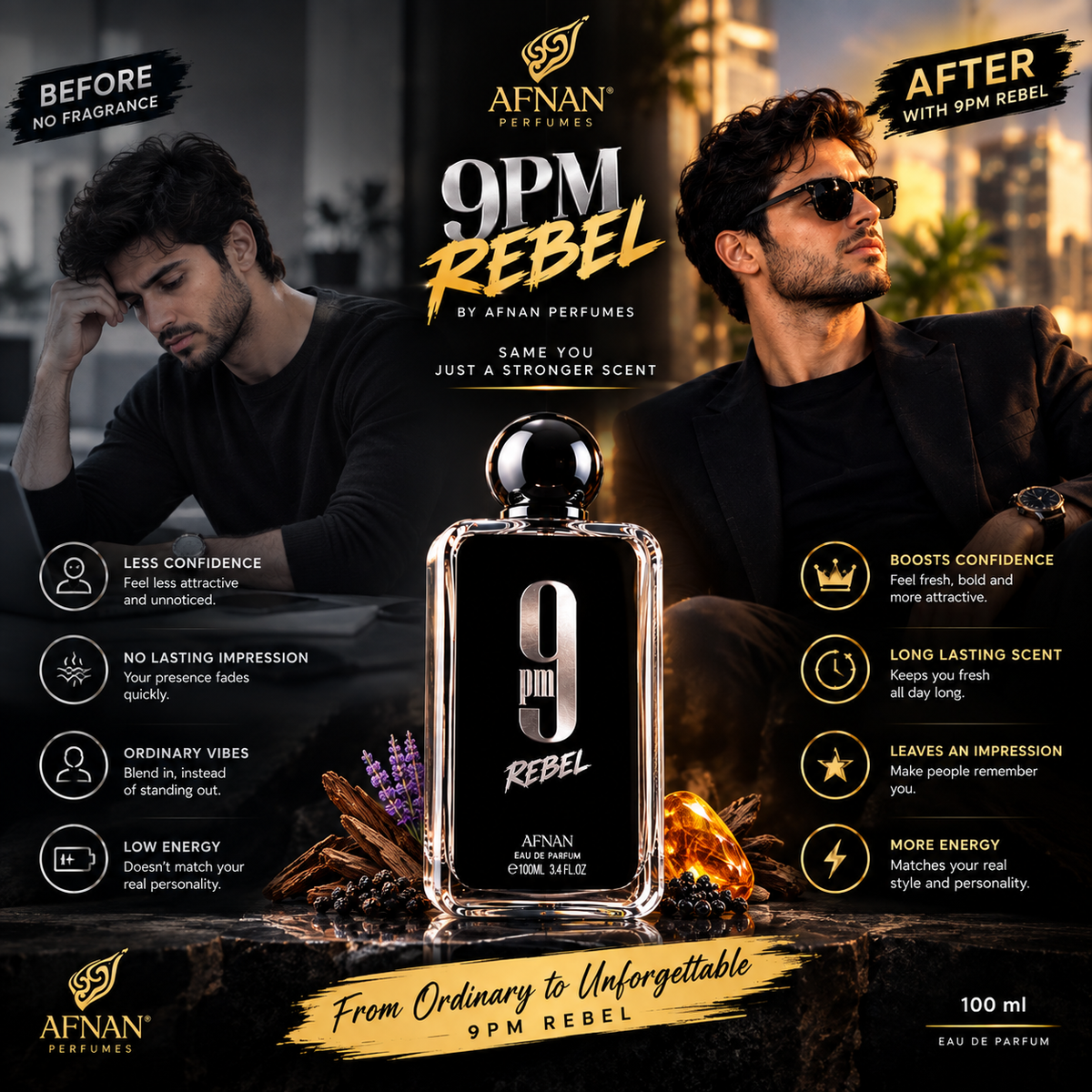 Afnan 9PM Rebel Eau De Parfum 100ml – Unisex Perfume in Pakistan