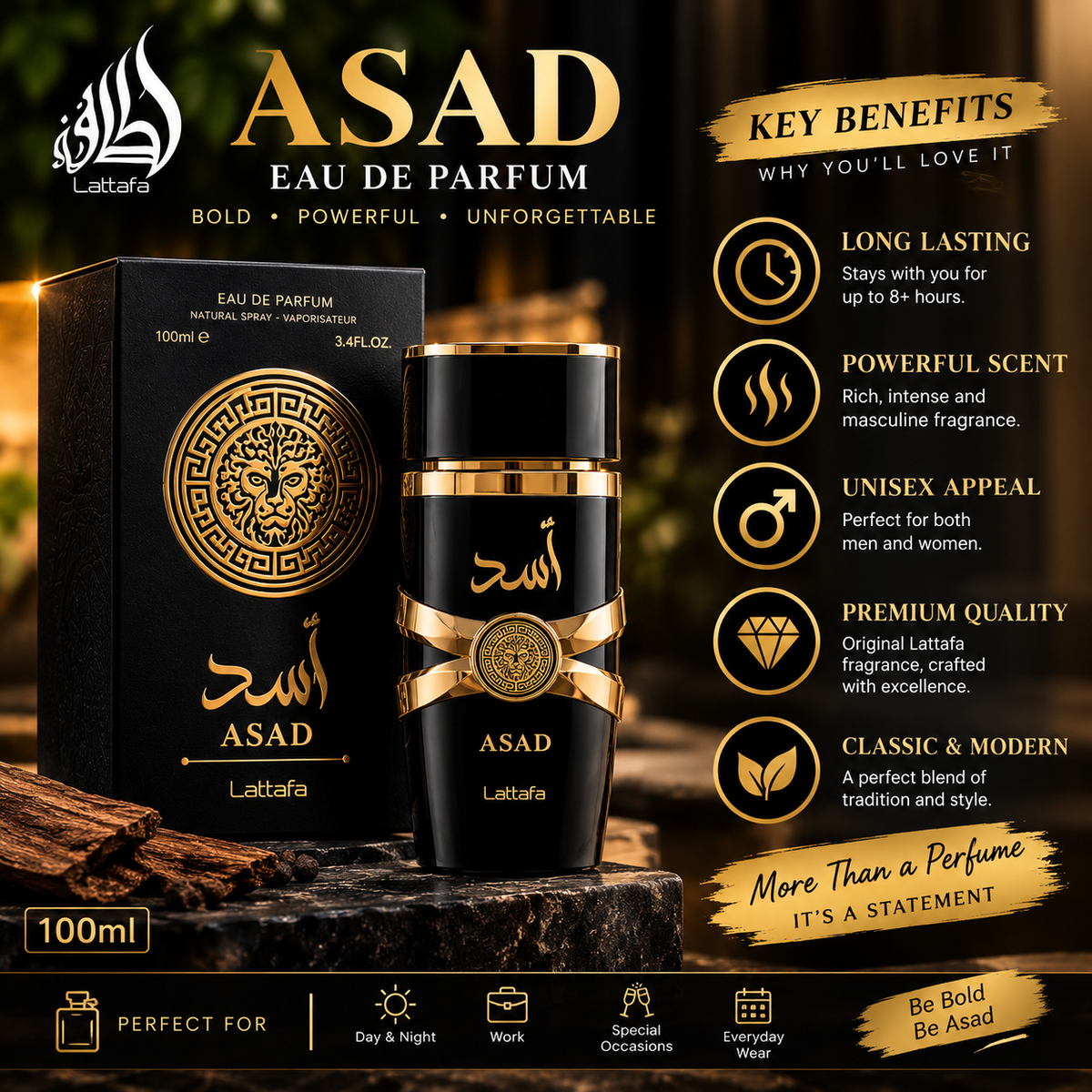 Lattafa Asad Perfume for Men 100ml EDP – Eau de Parfum