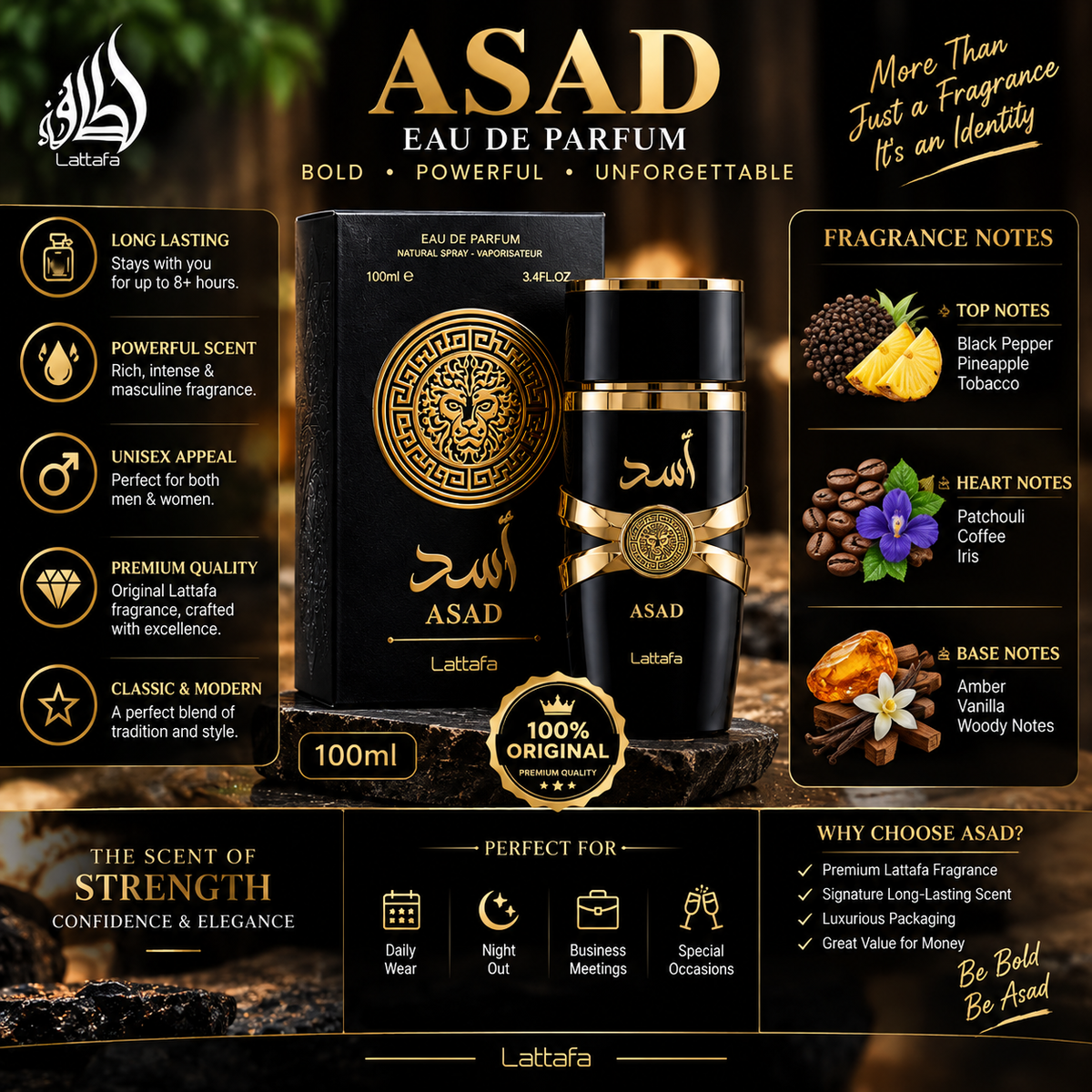 Lattafa Asad Perfume for Men 100ml EDP – Eau de Parfum