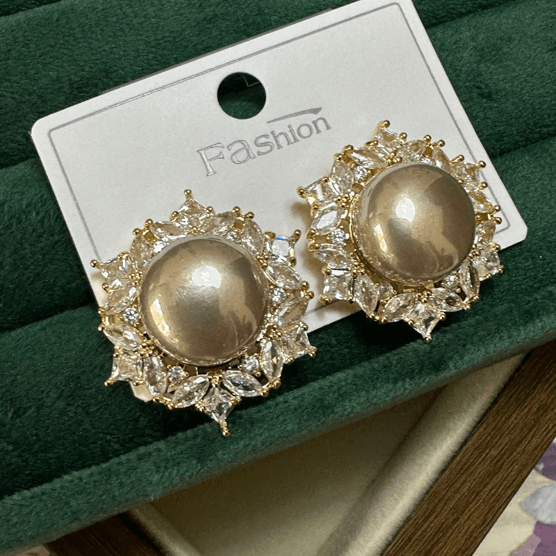 Bronze Pearl Aura Stud Earrings