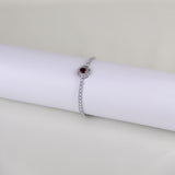 Silver-tone Emerald-cut Red Stone Pave Bracelet