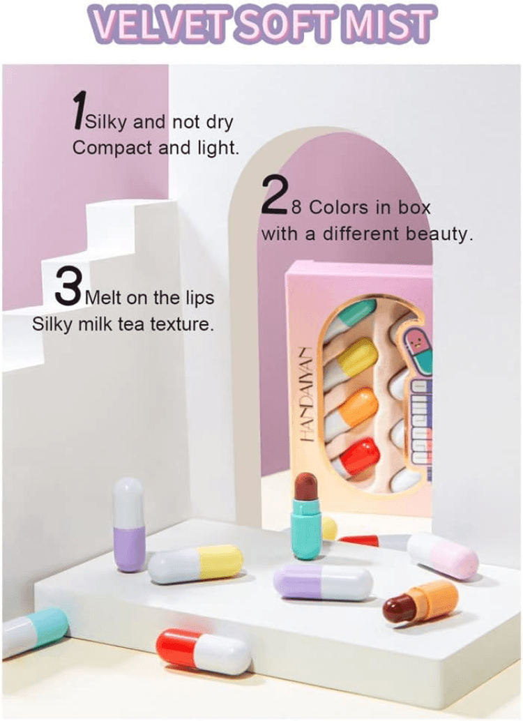 Mini Capsule Lipstick 8 Color Set