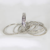 Crystal Accent Silver Bangles