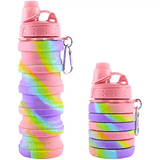 500ML Silicone Collapsible Rainbow Style Water Bottle