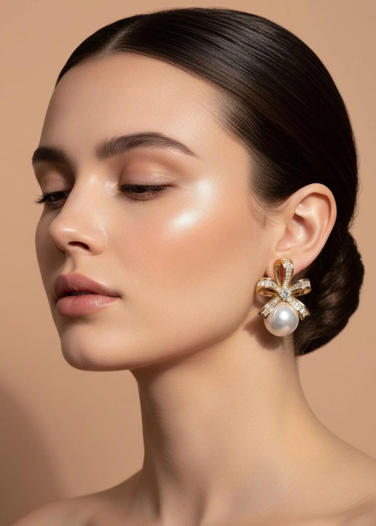 Pearl Grace – Bow Drop Earrings