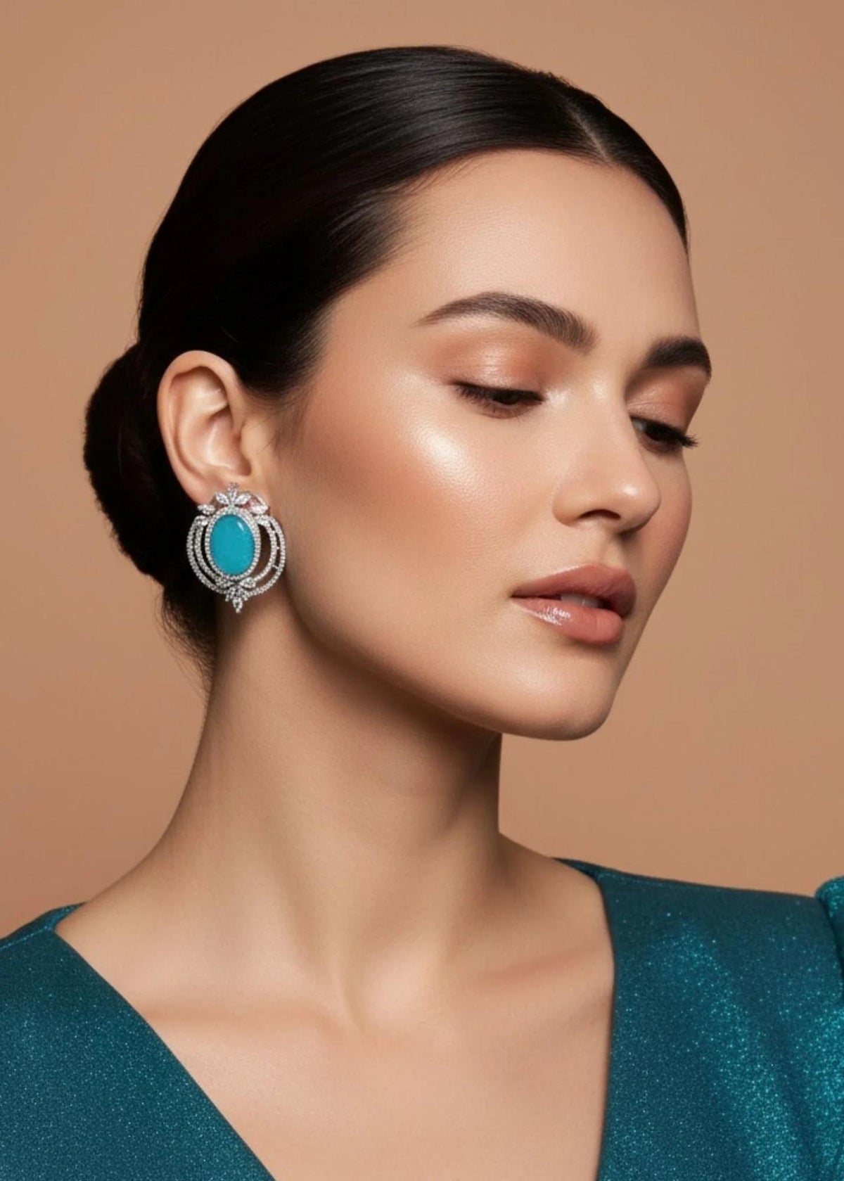 Turquoise Halo Earrings | 1 Carat
