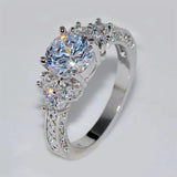 Silver-finish Crystal Ring For Women