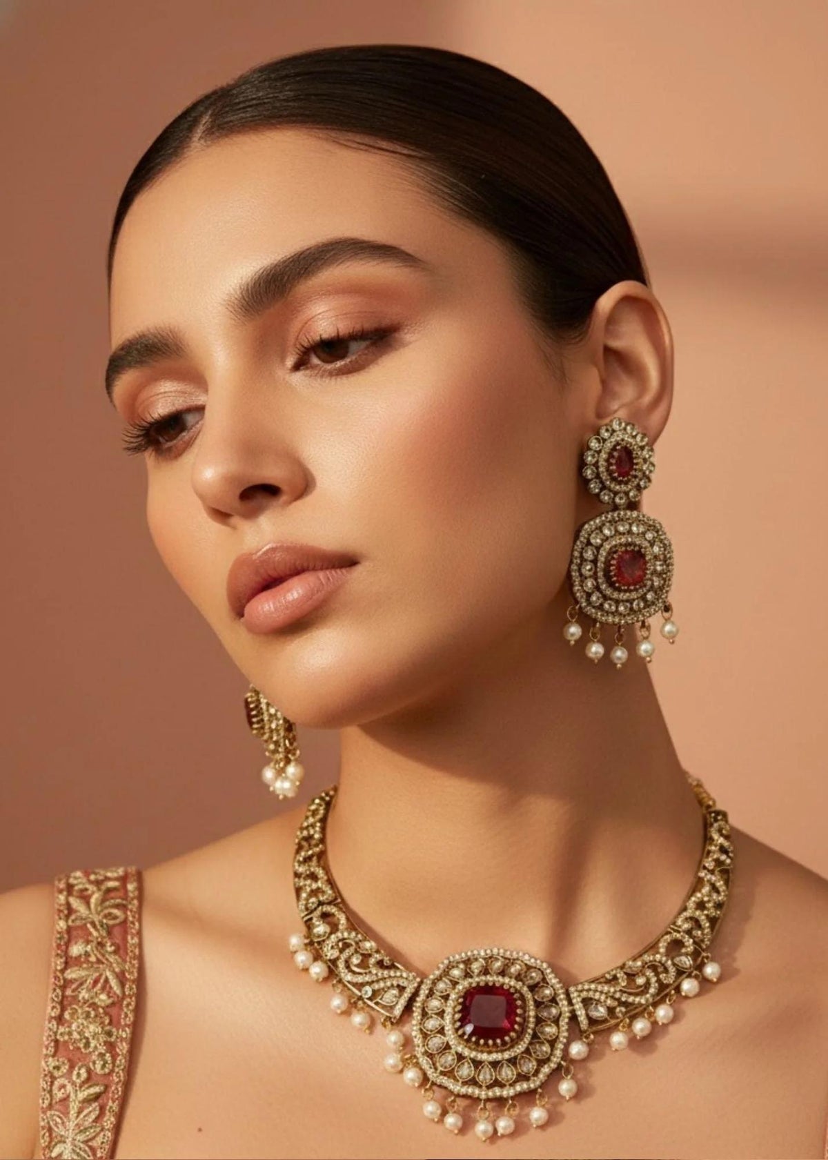 Jali Ruby Filigree Choker